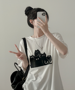 半袖Tシャツ キャットファミリー半袖Tシャツ WHITE