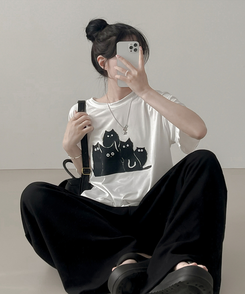 半袖Tシャツ キャットファミリー半袖Tシャツ WHITE