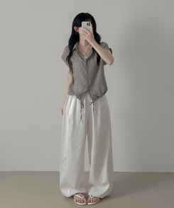 シャツ ロールアップシースルー半袖シャツ GREY