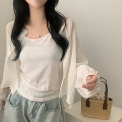 カーディガン 【SET】リネンキャミソール カーディガン WHITE