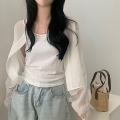 カーディガン 【SET】リネンキャミソール カーディガン WHITE