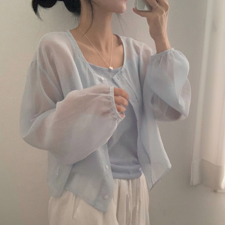 【SET】リネンキャミソール カーディガン SKY BLUE