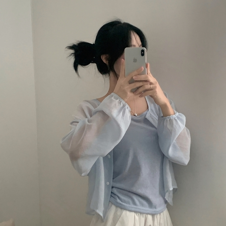 【SET】リネンキャミソール カーディガン SKY BLUE