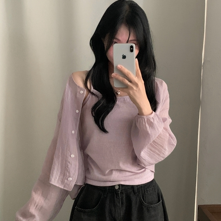 【SET】リネンキャミソール カーディガン LAVENDER