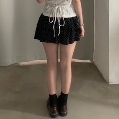 ミニスカート ドットティアードフリルミニスカート BLACK