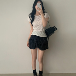 ミニスカート ドットティアードフリルミニスカート BLACK