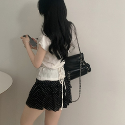 ミニスカート ドットティアードフリルミニスカート BLACK