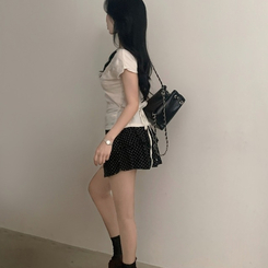 ミニスカート ドットティアードフリルミニスカート BLACK