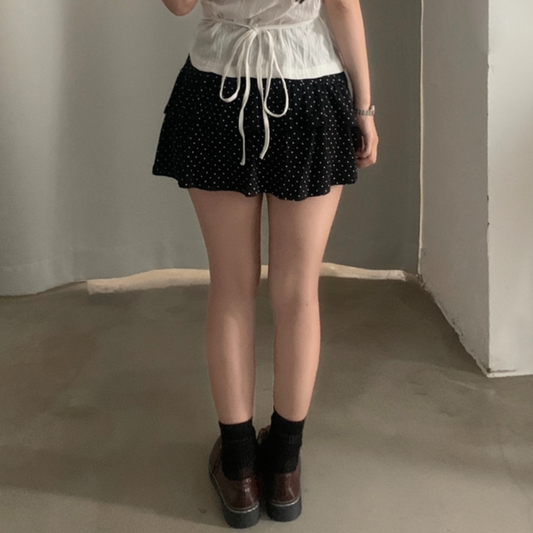 ドットティアードフリルミニスカート BLACK