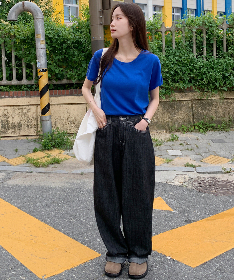半袖Tシャツ Uネック半袖Tシャツ(7color) COBALT BLUE