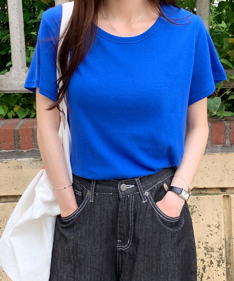 半袖Tシャツ Uネック半袖Tシャツ(7color) COBALT BLUE
