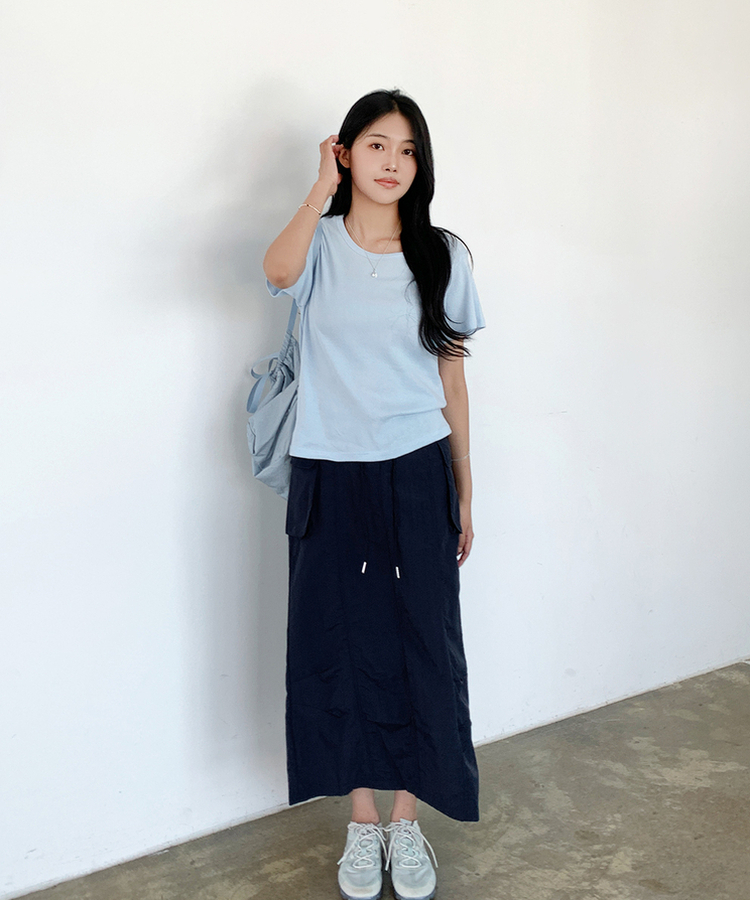 半袖Tシャツ Uネック半袖Tシャツ(7color) SKYBLUE