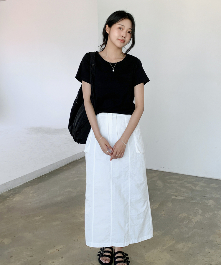 半袖Tシャツ Uネック半袖Tシャツ(7color) BLACK