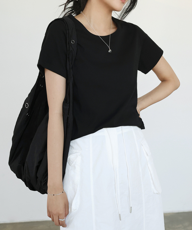 半袖Tシャツ Uネック半袖Tシャツ(7color) BLACK
