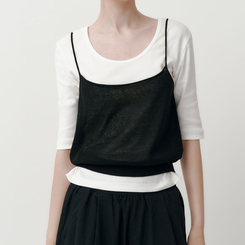 ノースリーブ ベーシックシースルーキャミソール BLACK