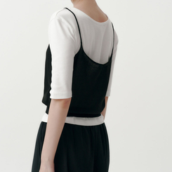ノースリーブ ベーシックシースルーキャミソール BLACK