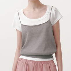 ノースリーブ ベーシックシースルーキャミソール GREY