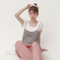 ノースリーブ ベーシックシースルーキャミソール GREY