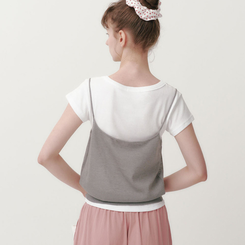 ノースリーブ ベーシックシースルーキャミソール GREY