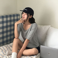 半袖Tシャツ ウォント5分丈Tシャツ(6color) GREY