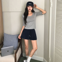 半袖Tシャツ ウォント5分丈Tシャツ(6color) GREY