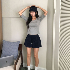 半袖Tシャツ ウォント5分丈Tシャツ(6color) GREY