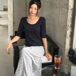 半袖Tシャツ ウォント5分丈Tシャツ(6color) NAVY