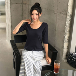 半袖Tシャツ ウォント5分丈Tシャツ(6color) NAVY