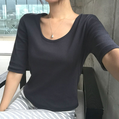 半袖Tシャツ ウォント5分丈Tシャツ(6color) NAVY