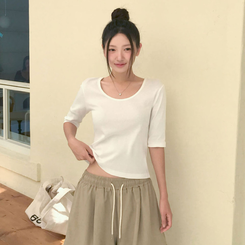 半袖Tシャツ ウォント5分丈Tシャツ(6color) WHITE