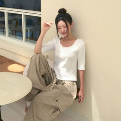 半袖Tシャツ ウォント5分丈Tシャツ(6color) WHITE