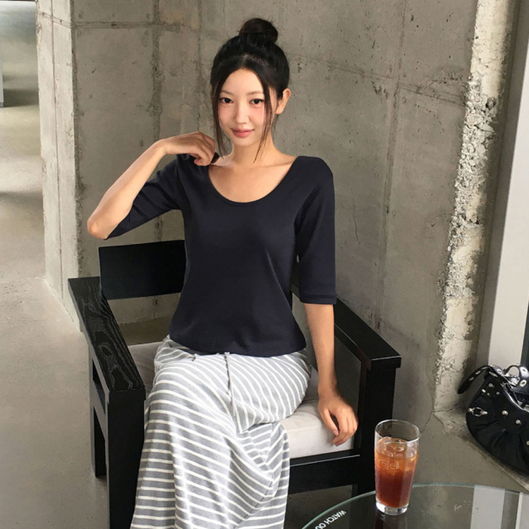 ウォント5分丈Tシャツ(6color) NAVY