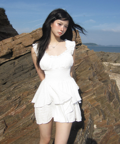 ミニワンピース ミニティアードワンピース WHITE