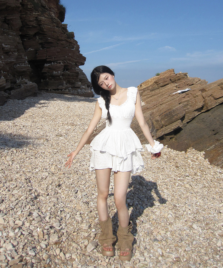 ミニティアードワンピース WHITE