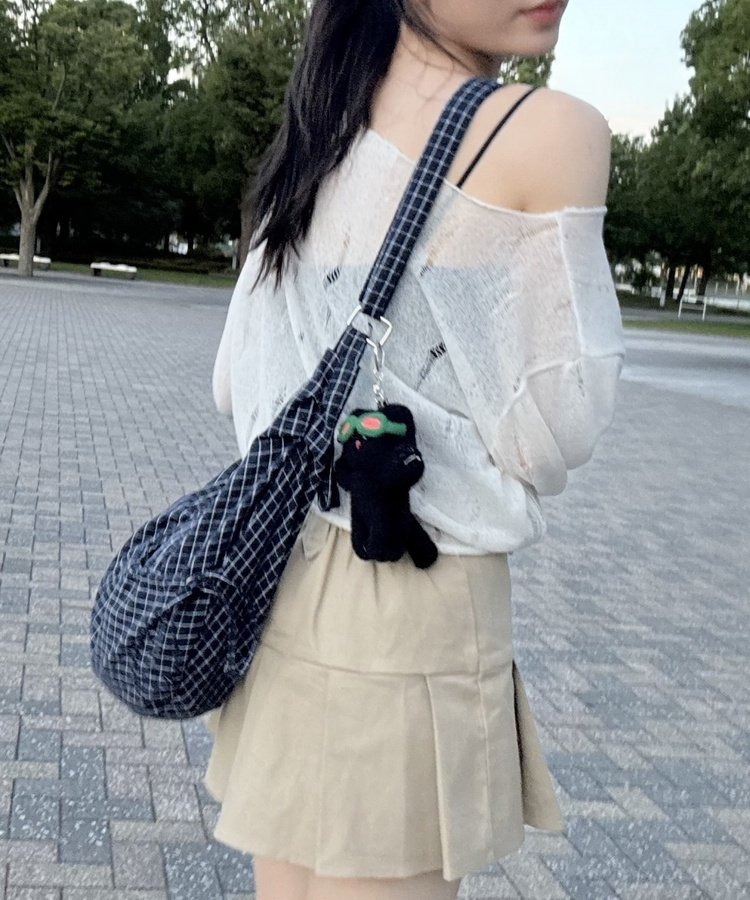 스트랩 크로스 보헤미안 프릴 숄더백 블랙