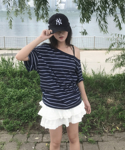 ミニスカート ティアードバンディングミニスカート IVORY