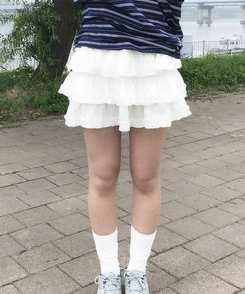 ミニスカート ティアードバンディングミニスカート IVORY