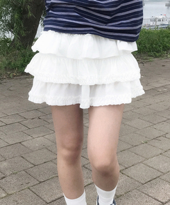 ミニスカート ティアードバンディングミニスカート IVORY