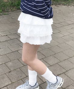 ミニスカート ティアードバンディングミニスカート IVORY