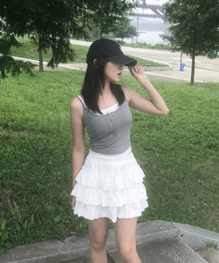 ミニスカート ティアードバンディングミニスカート IVORY