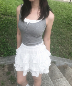 ミニスカート ティアードバンディングミニスカート IVORY