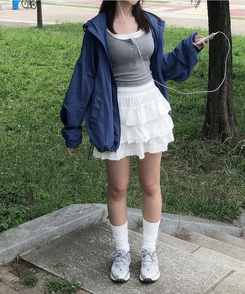 ミニスカート ティアードバンディングミニスカート IVORY