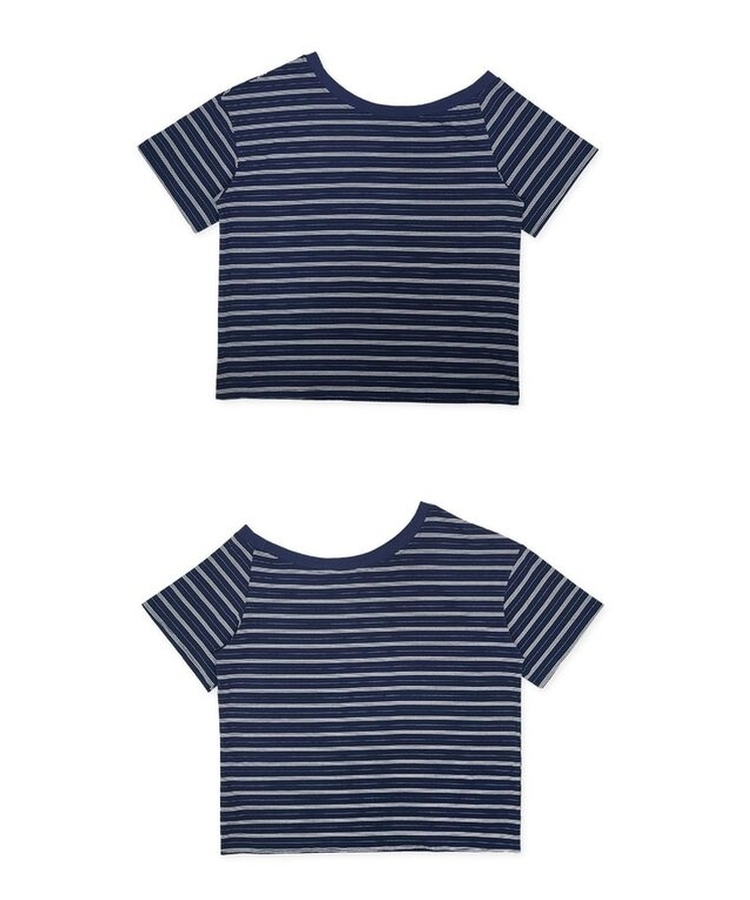 ワンショルダーストライプ半袖Tシャツ