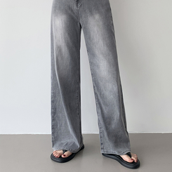 【丈別】ポケットワイドデニムパンツ GREY BLUE