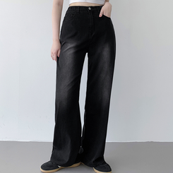 【丈別】ポケットワイドデニムパンツ BLACK DENIM