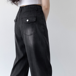 【丈別】ポケットワイドデニムパンツ BLACK DENIM