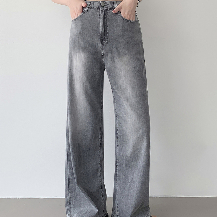 【丈別】ポケットワイドデニムパンツ GREY BLUE