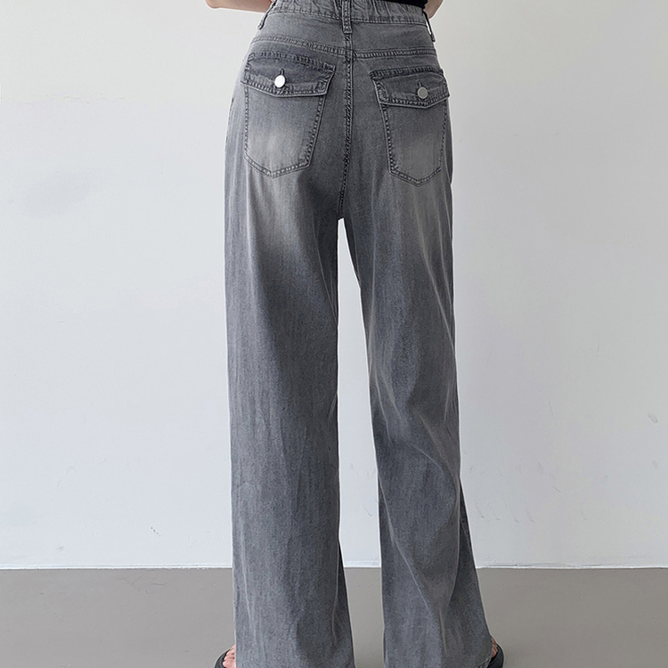 【丈別】ポケットワイドデニムパンツ GREY BLUE