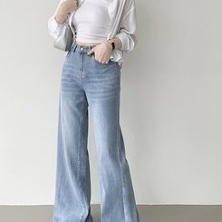 丈別パンツ 【丈別】フレアブーツカットワイドデニムパンツ LIGHT DENIM