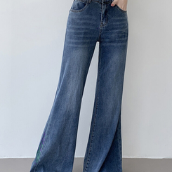 丈別パンツ 【丈別】フレアブーツカットワイドデニムパンツ MID DENIM